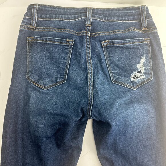 Kancan Distressed Skinny Mid Rise Stretch Blue Denim Jeans Womens Size 25 3 - Picture 4 of 8